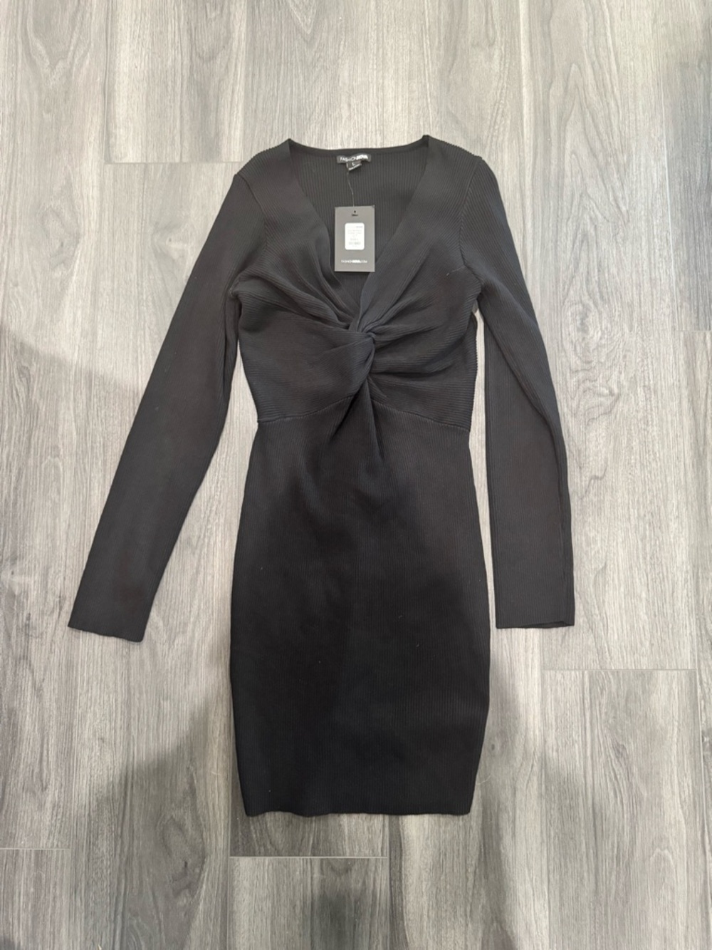 Fashion Nova Long Sleeve Twist Front Sweater Dress